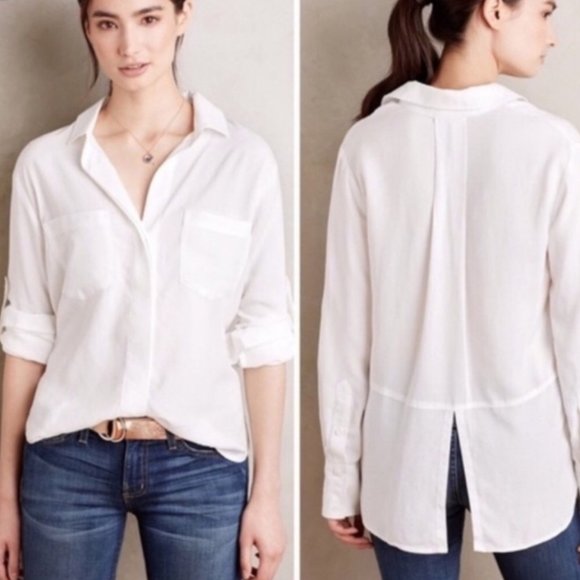 cloth & stone Tops - Anthropologie Cloth & Stone white split back top